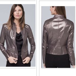 Whbm Metallic Coated Foil Moto Jacket Rare - image 1